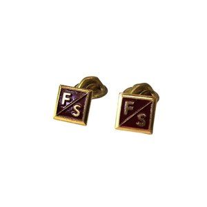 vintage fs fraternity and sorority life gold tone and dark red pin backs lapel p